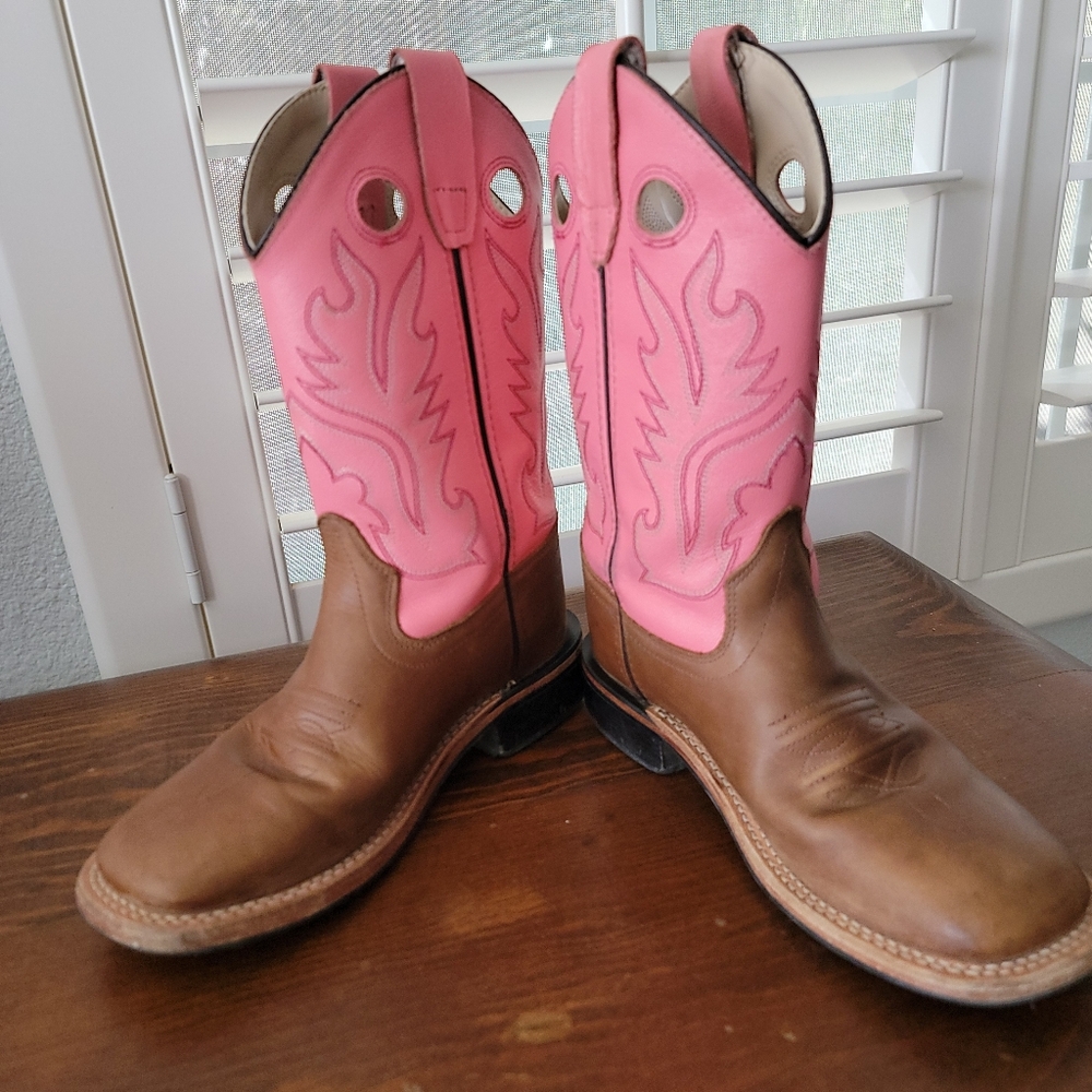 Old West Little Girl's Pink Cowgirl Boots Sz 1 - Picture 2 of 9
